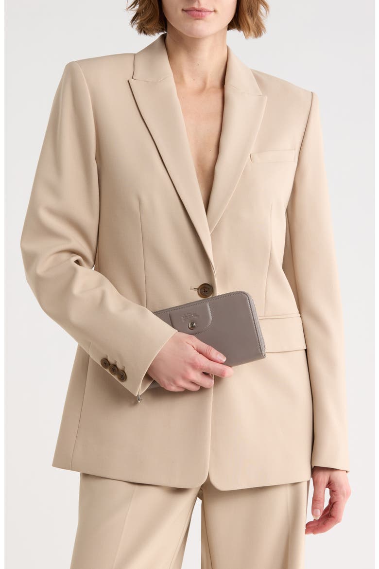 Le Pilage Cuir Large Zip Wallet, Alternate, color, PEBBLE