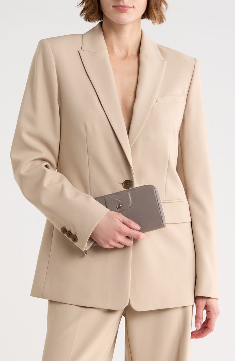 Longchamp Le Pilage Cuir Large Zip Wallet, Alternate, color, Pebble