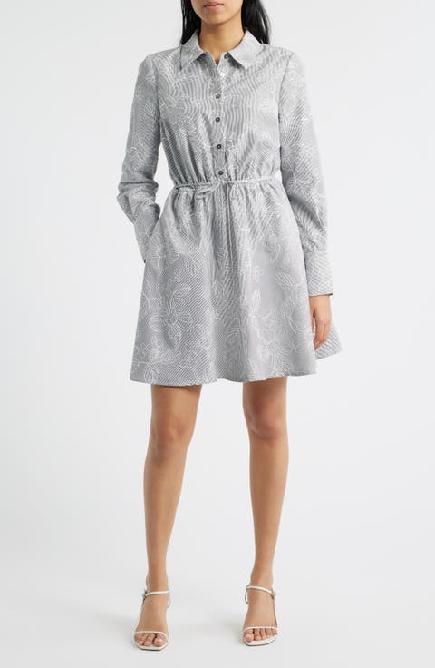 Floral Long Sleeve Shirtdress
