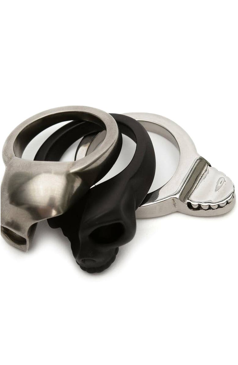 McQueen Alexander McQueen Skull Stack Ring, Alternate, color,