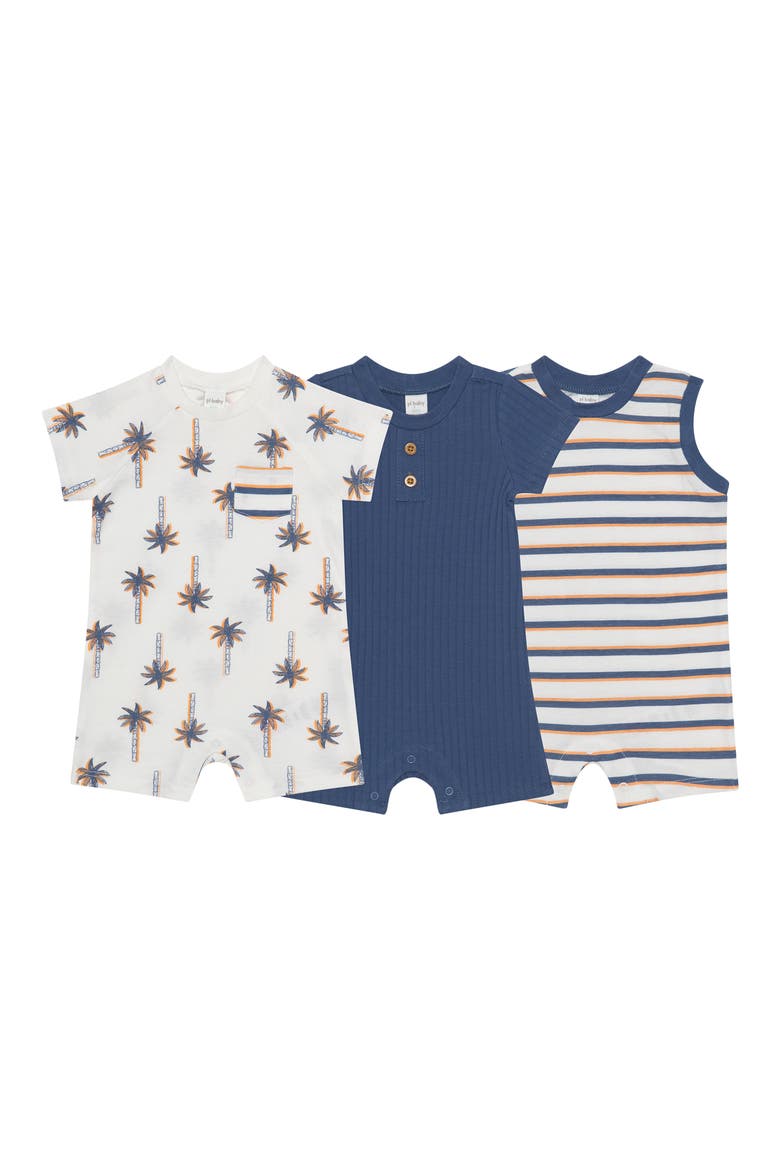 3-Pack Assorted Rompers, Main, color, PALM TREE
