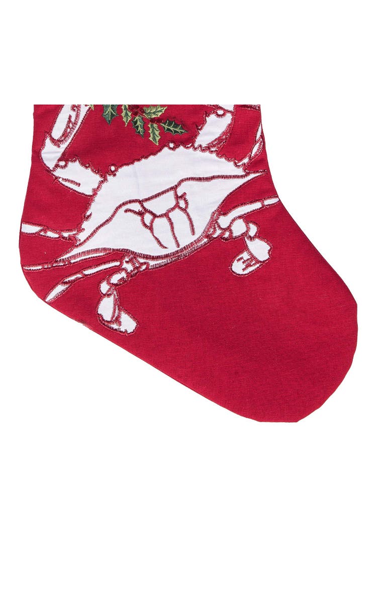 C&F Home Holiday Crab Holding Holly Branch Christmas Stocking, Alternate, color, Red