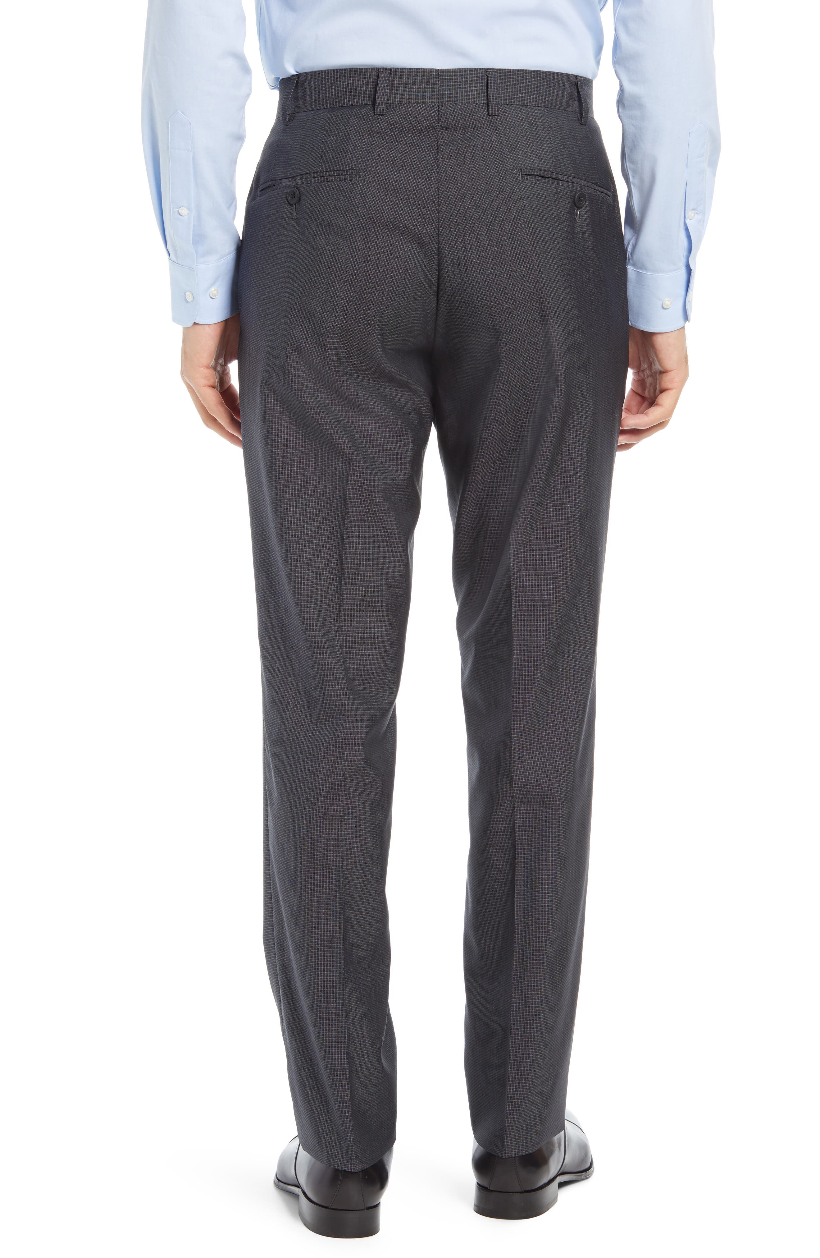 John W. Nordstrom® Flat Front Micro Plaid Wool & Silk Trousers (Men ...