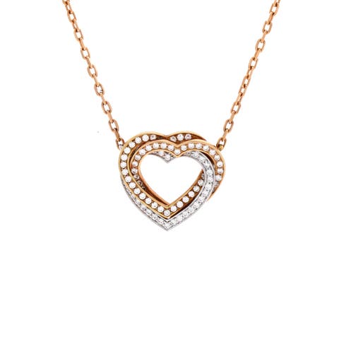 Trinity de Cartier Heart Pendant Necklace 18K Tricolor Gold with Pave Diamonds