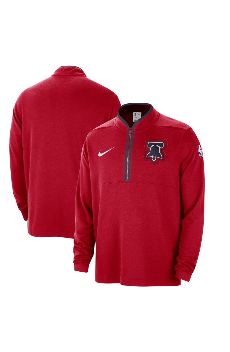 Nike Men's Nike Red Philadelphia 76ers 2023/24 City Edition Authentic Coaches Half-Zip Top, Alternate, color, 