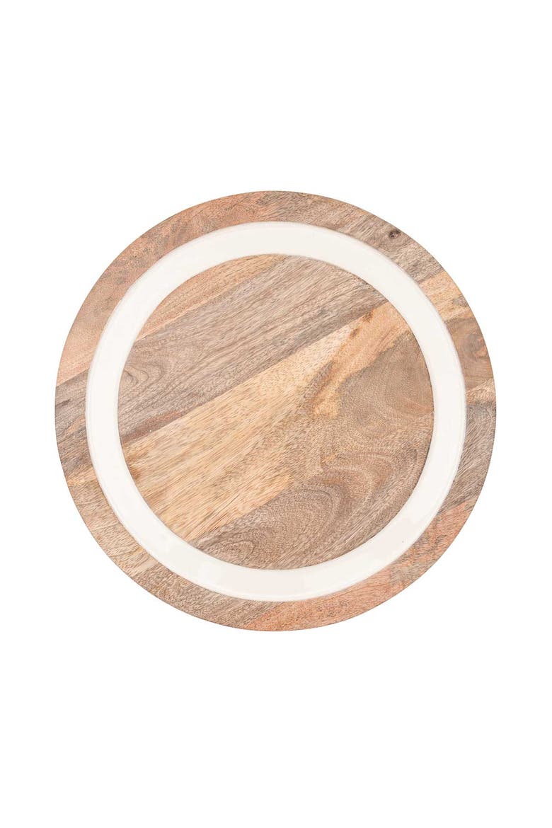 Tove White Enamel Lazy Susan, Main, color, Brown