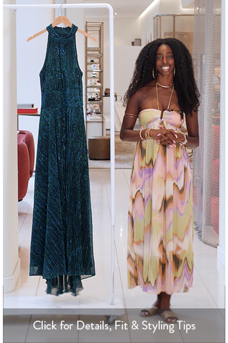Halter Mock Neck Crinkle Faux Wrap Gown video