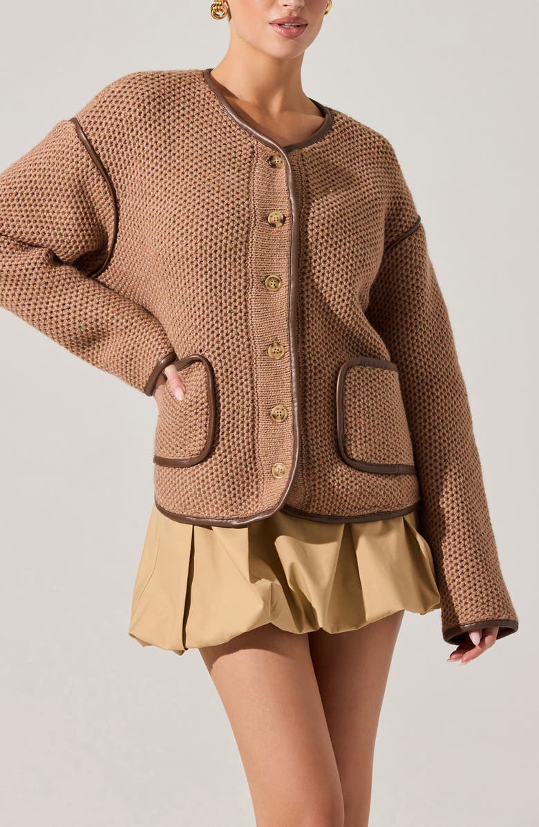 ASTR the Label Kembrie Sweater Jacket, Alternate, color, Camel Multi