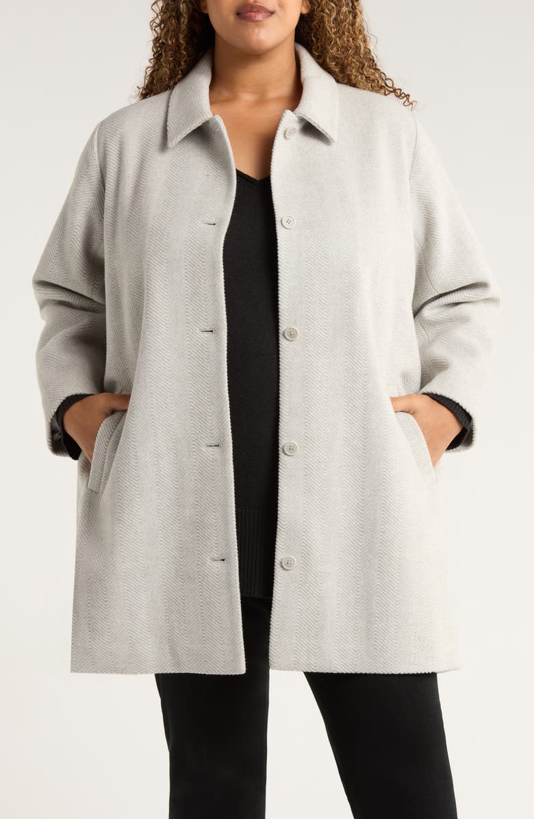 Eileen Fisher Herringbone Wool Coat, Main, color, Sea Salt