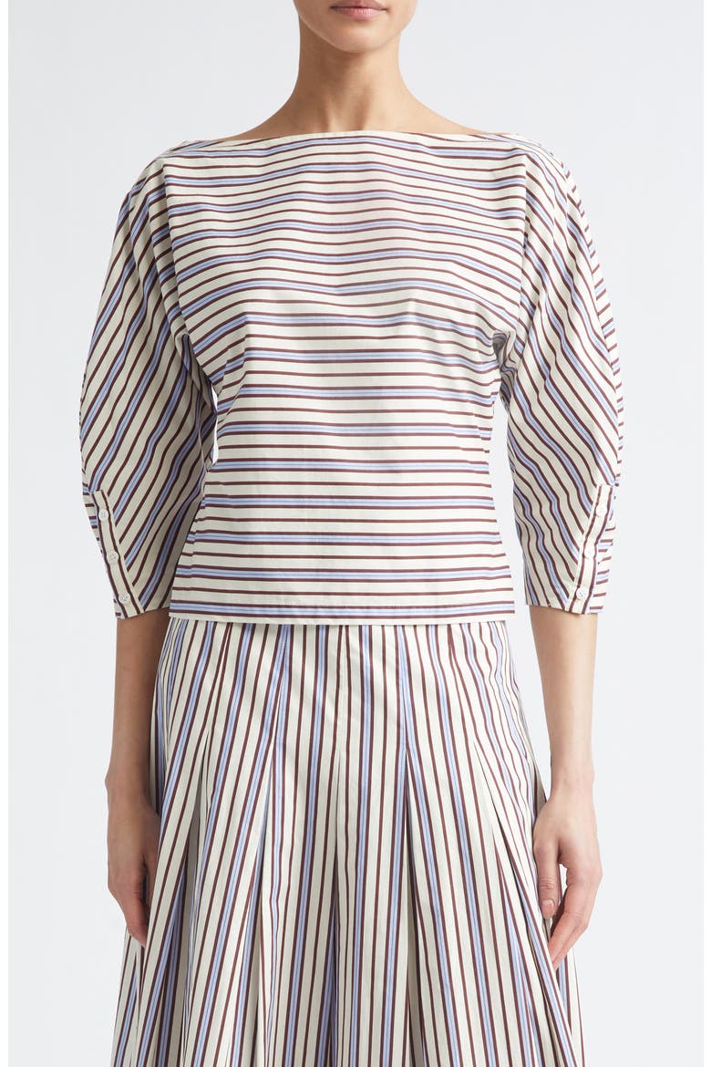 Stripe Dolman Sleeve Cotton Top, Main, color, CREAM MULTI
