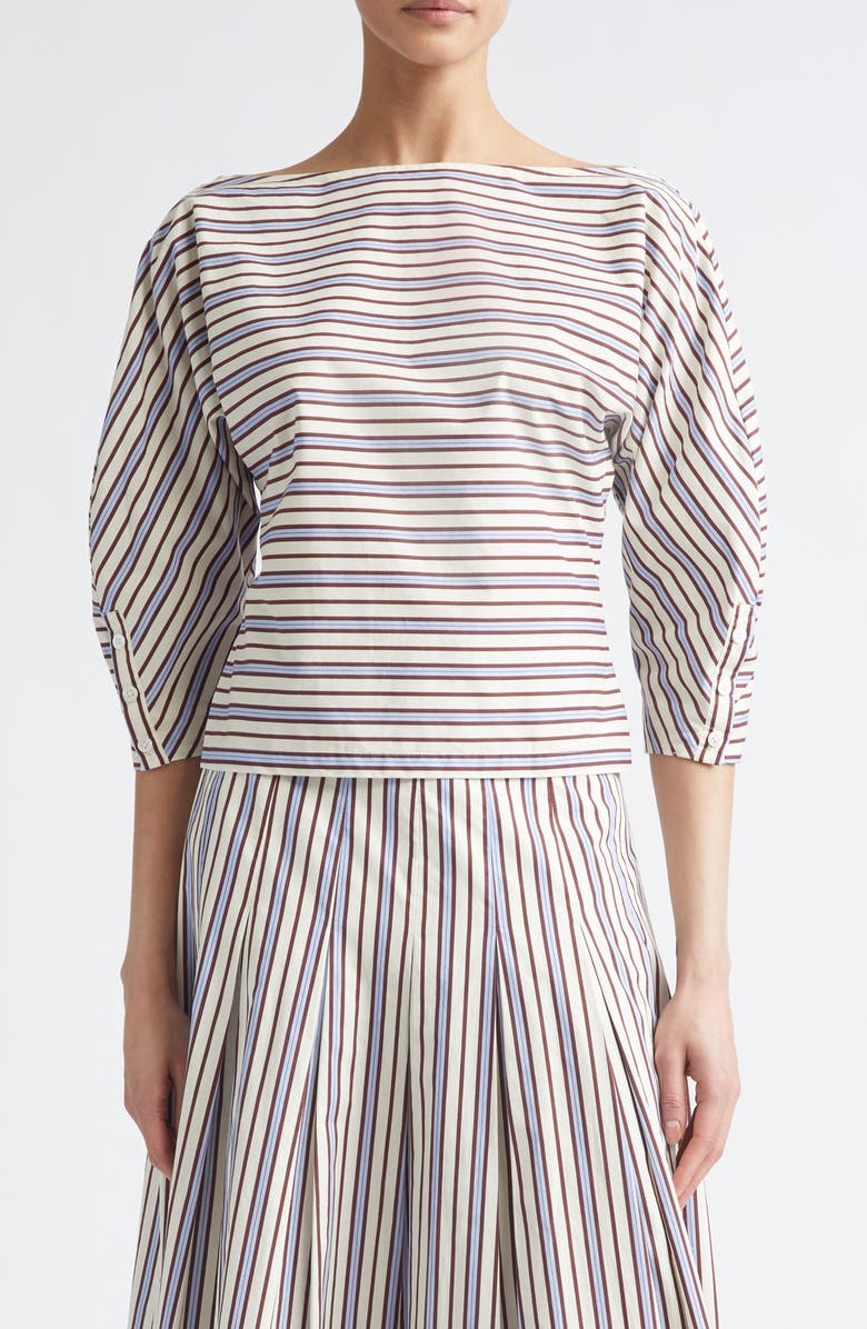 Lela Rose Stripe Dolman Sleeve Cotton Top, Main, color, Cream Multi