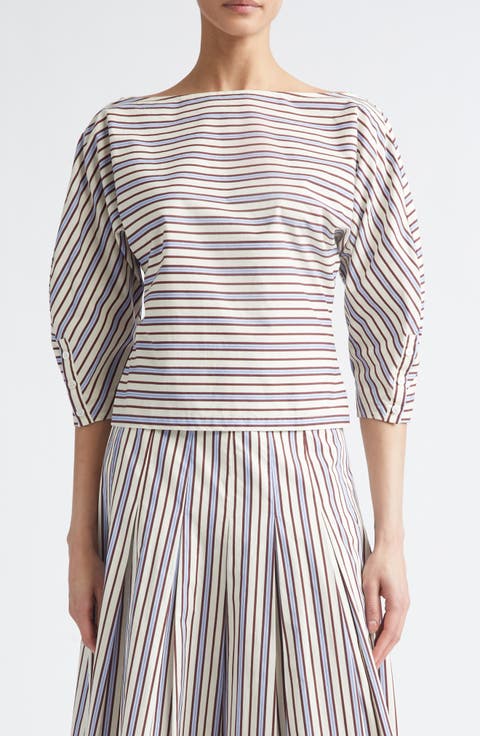 Stripe Dolman Sleeve Cotton Top