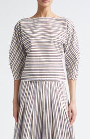 Lela Rose Stripe Dolman Sleeve Cotton Top