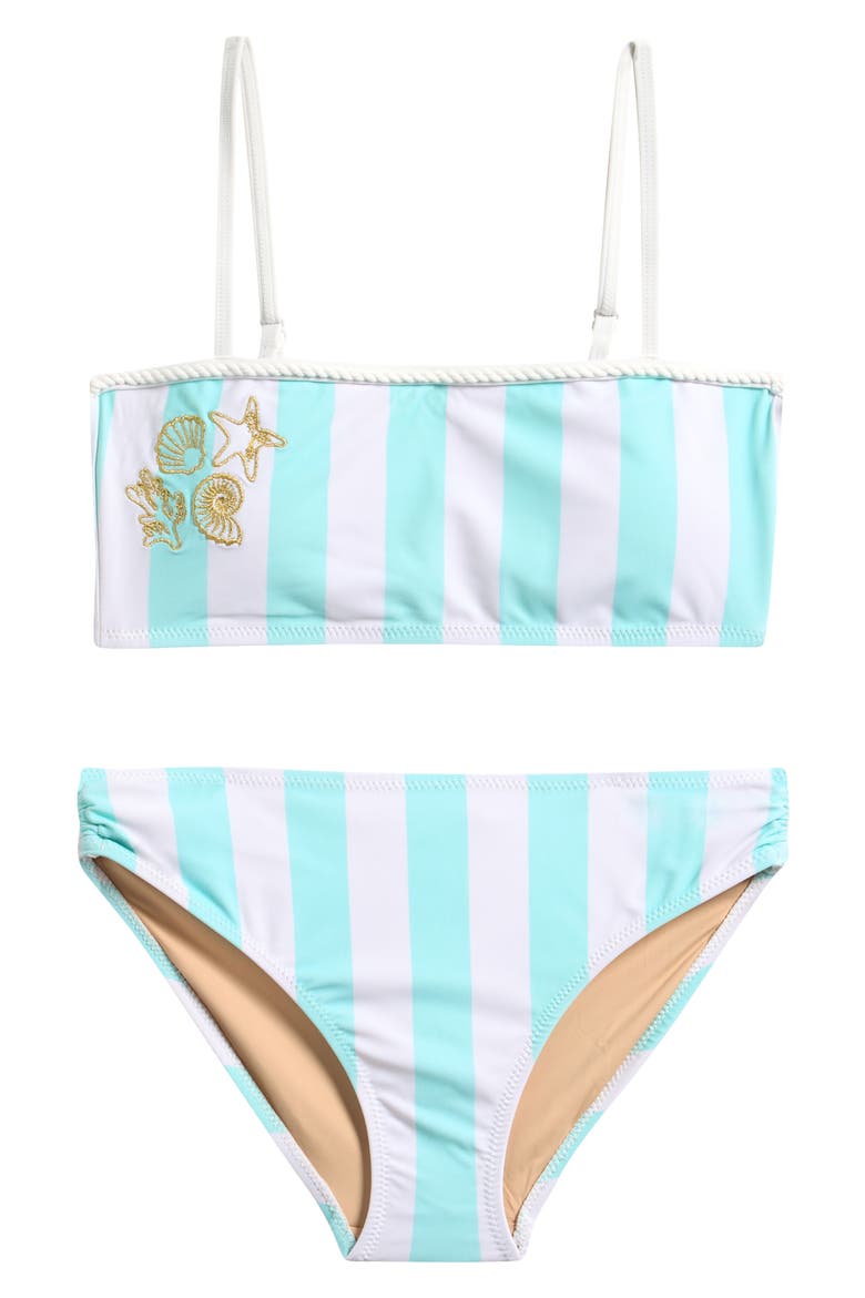 Kids' Seashore Stripe Two-Piece Swimsuit, Main, color, MINT