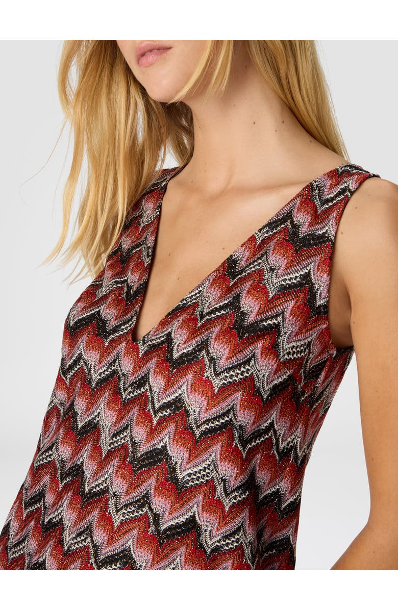 Missoni Mini Dress With V-neck And Embroidered Lace, Alternate, color, Black & Red