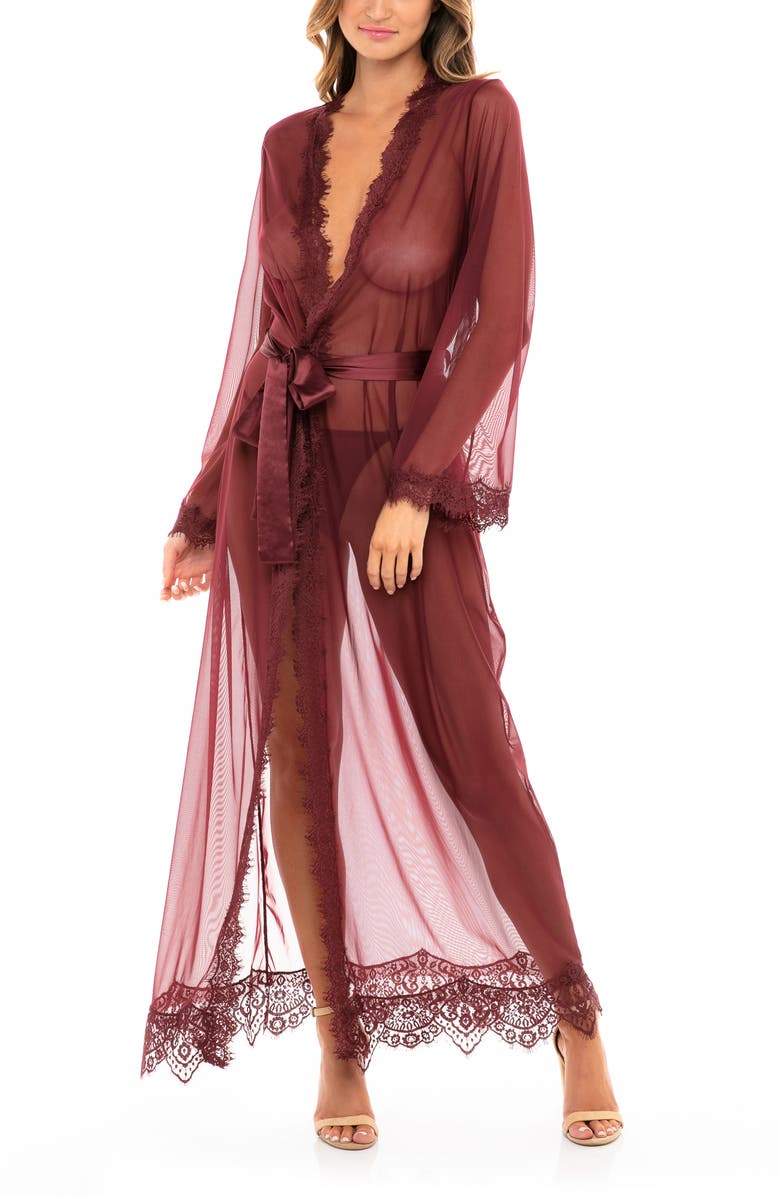 Oh La La Cheri Provence Long Robe & Thong Set, Main, color, Red