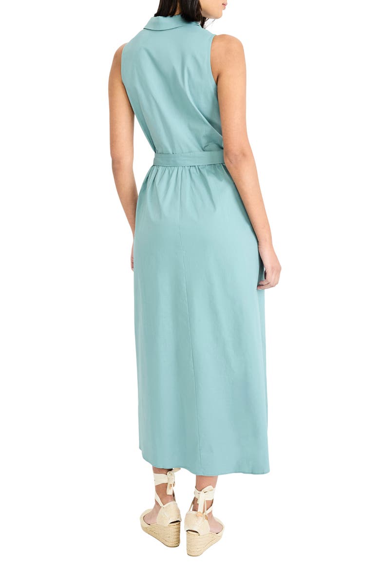 Tie Waist Stretch Cotton Shirtdress, Alternate, color, MINERAL BLUE