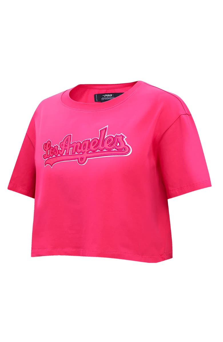 PRO STANDARD Women's Pro Standard Pink Los Angeles Dodgers Triple Pink Boxy Cropped T-Shirt, Alternate, color, 