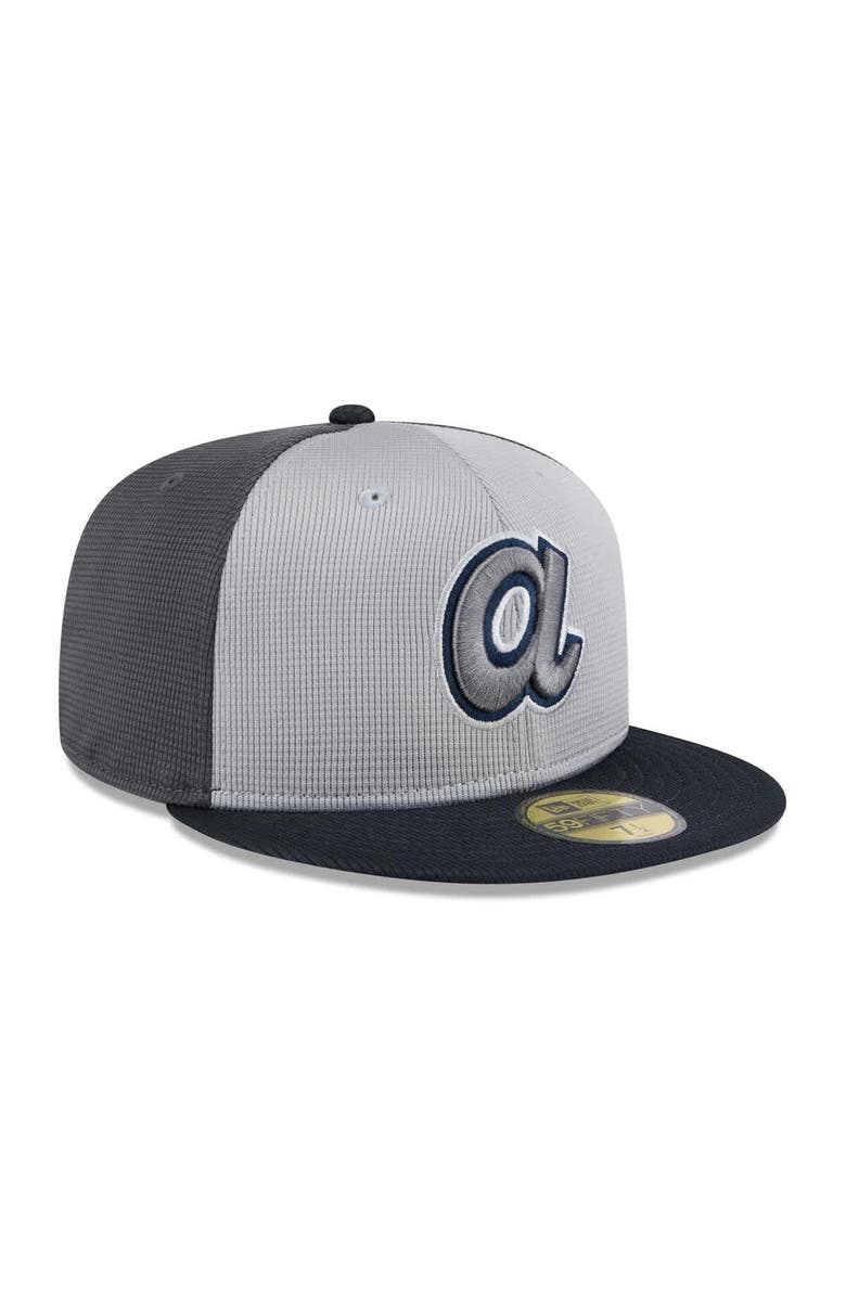 New Era Men's New Era  Gray/Navy Atlanta Braves 2025 Batting Practice 59FIFTY Fitted Hat, Alternate, color, 