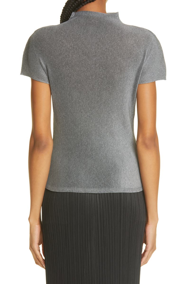 Pleats Please Issey Miyake Mist Basics Pleated Funnel Neck Top, Alternate, color, 