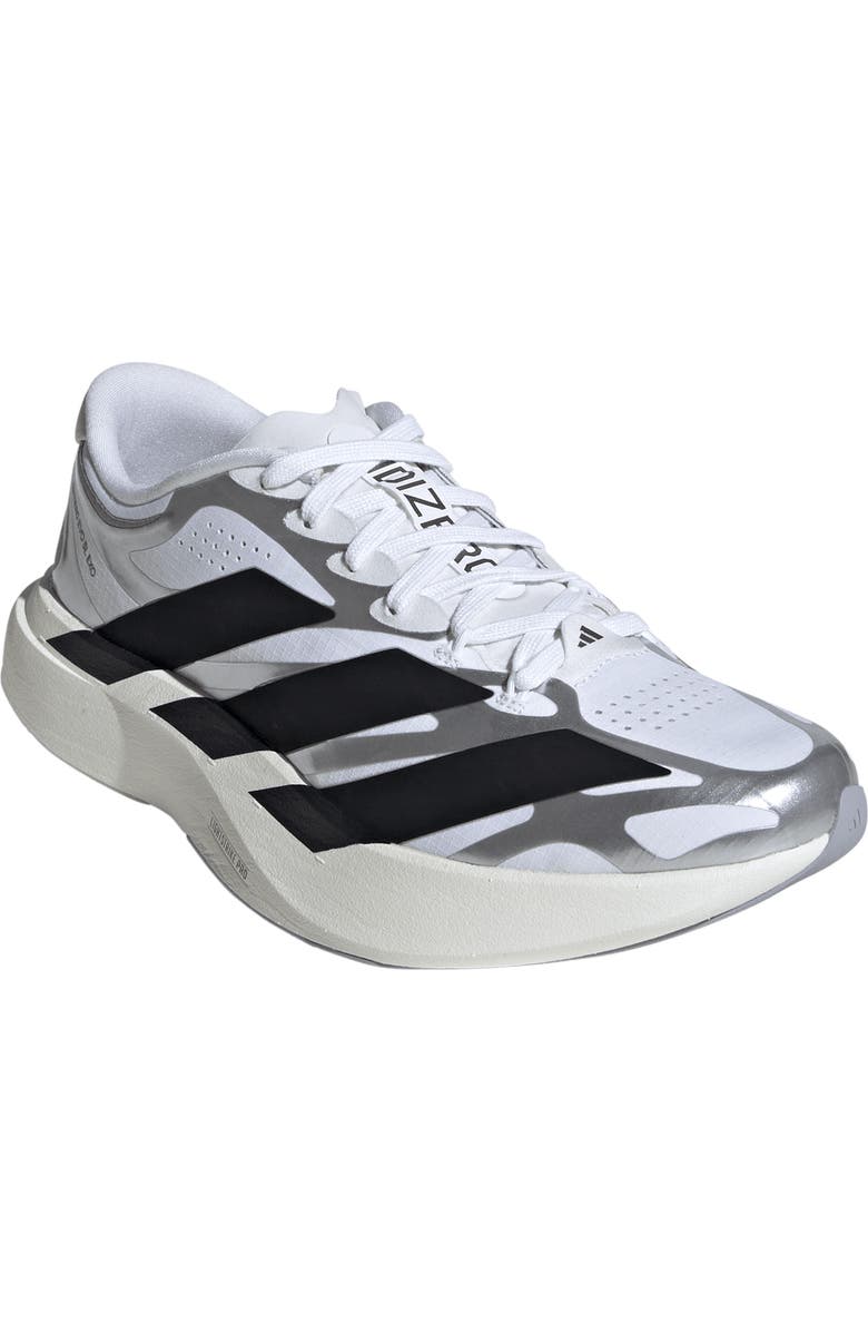 adidas Adizero Evo SL EXO Running Shoe, Main, color, White/ Black/ Iron Met