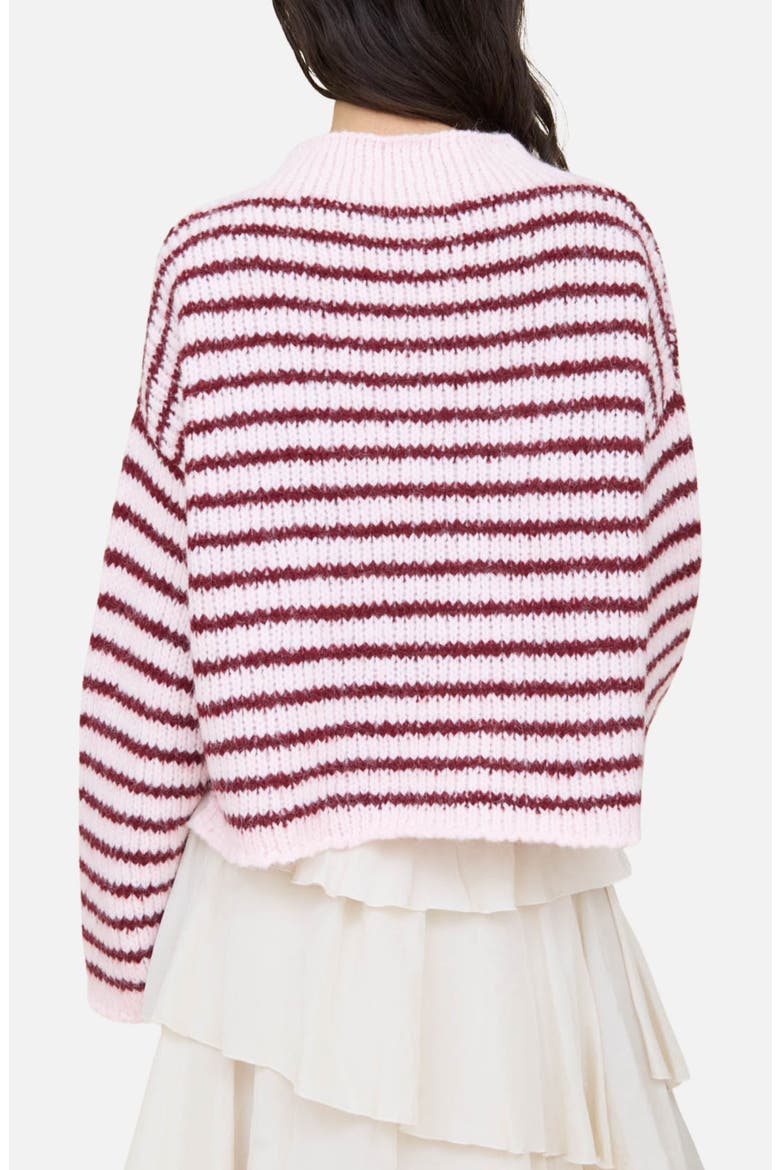 Stripe Mock Neck Sweater, Alternate, color, LIGHT PINK
