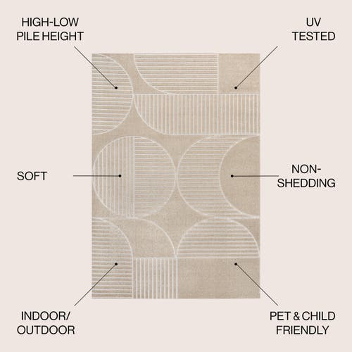 Jonathan Y Nordby High-low Geometric Arch Scandi Striped Indoor/outdoor Area Rug In Beige/cream