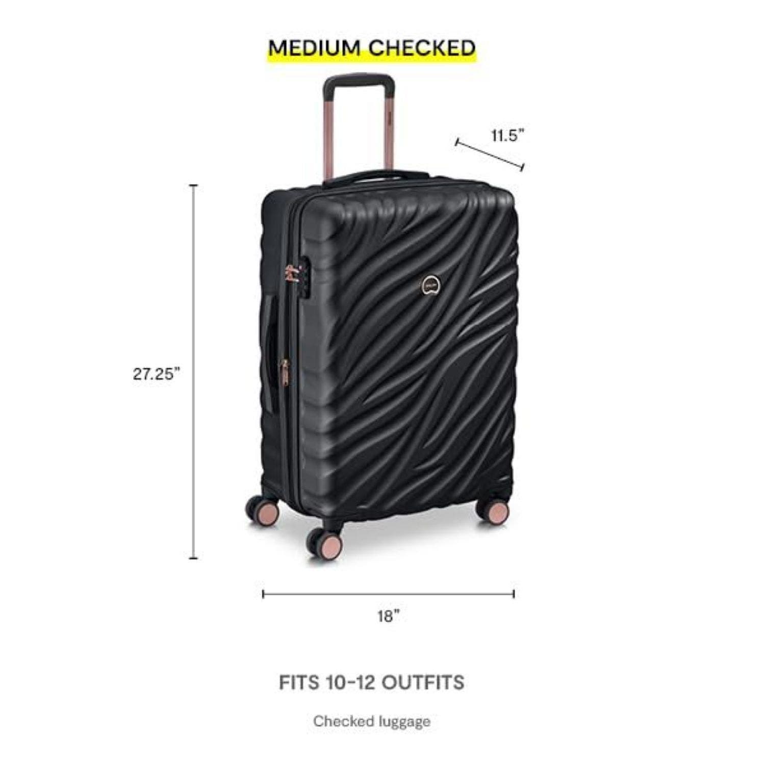 Delsey Paris Delsey Alexis Lightweight Luggage-Checked Medium, Alternate, color, Black/Rose Gold