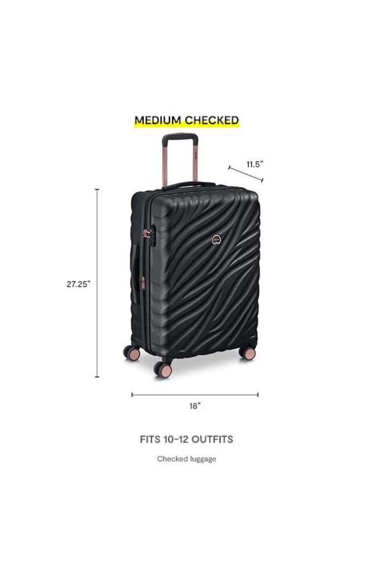 Delsey Alexis Lightweight Luggage-Checked Medium, Alternate, color, Black/Rose Gold