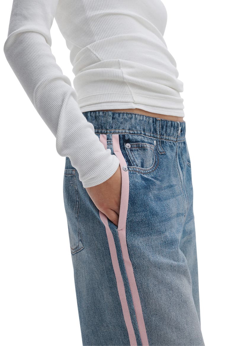 rb Miramar Track Stripe Cotton Terry Sweatpant Jeans, Alternate, color, BLUE/ PINK STRIPE