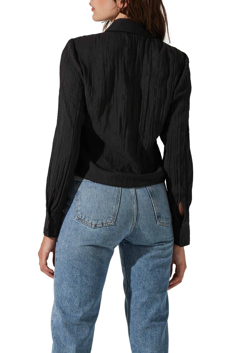 ASTR the Label Textured Ruched Button-Up Shirt, Alternate, color,