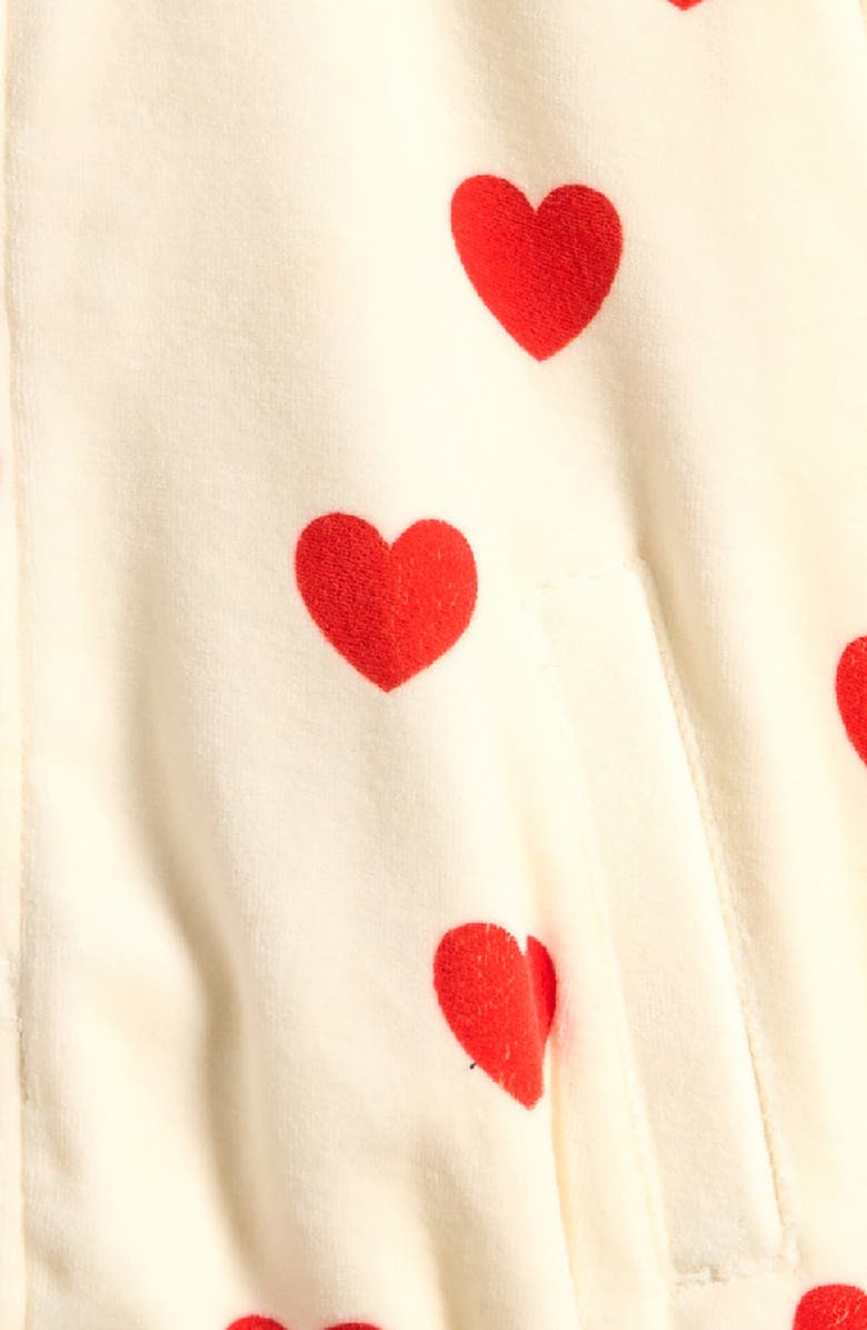 Mini Rodini Kids' Hearts Baseball Cardigan, Alternate, color, White