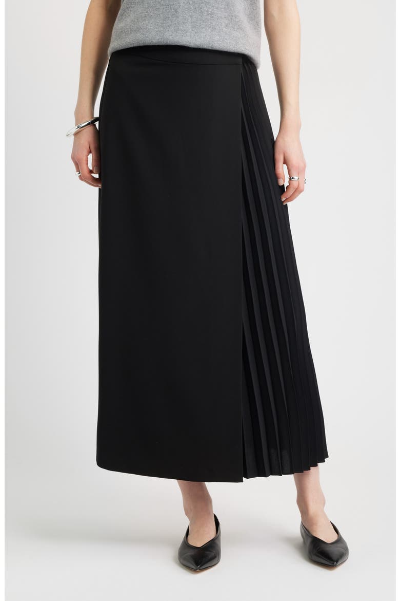 Mixed Media Maxi Skirt, Main, color, BLACK