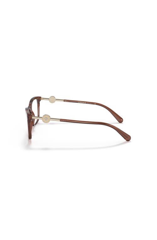 Versace 53mm Rectangle Optical Glasses In Brown