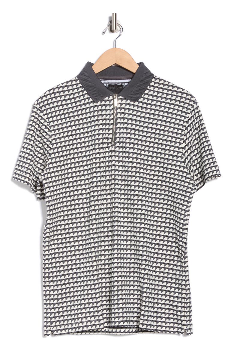 Geo Print Quarter Zip Polo, Alternate, color, DARK SLATE
