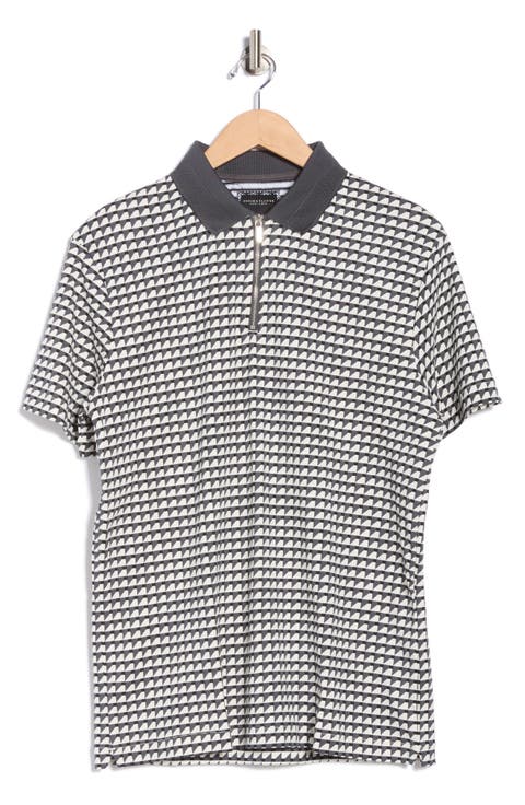 Geo Print Quarter Zip Polo