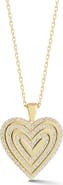 SPHERA MILANO 14K Gold Plated Sterling Silver Cubic Zirconia Heart Pendant Necklace