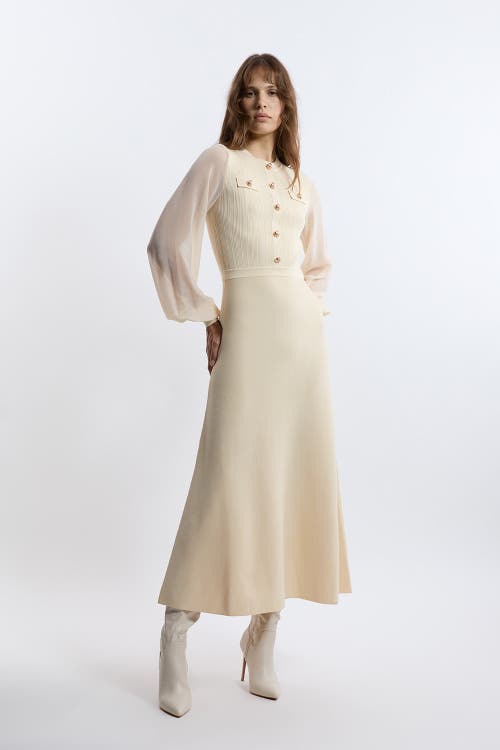 Karen Millen Viscose Maxi Knit Dress In Neutral