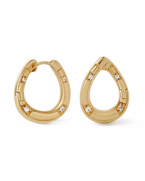 Gold Biography Horseshoe Twist Hoop Earrings