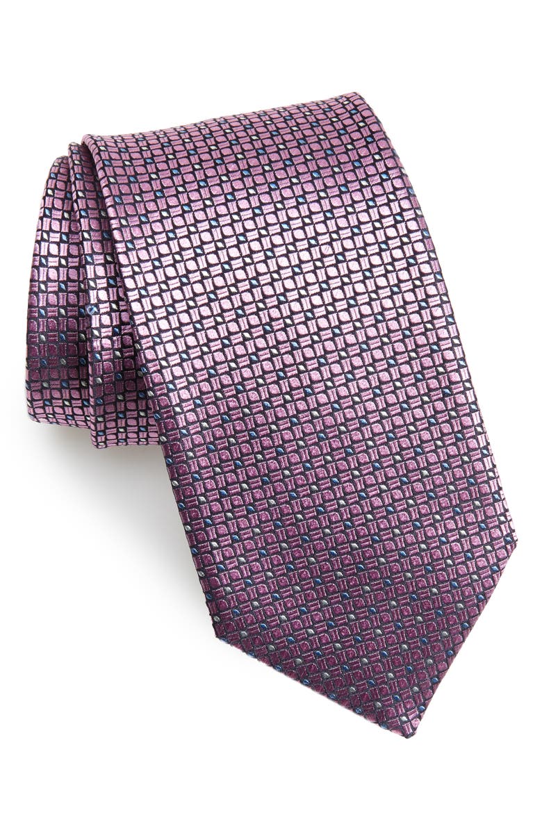 Canali Neat Silk Tie, Main, color, 