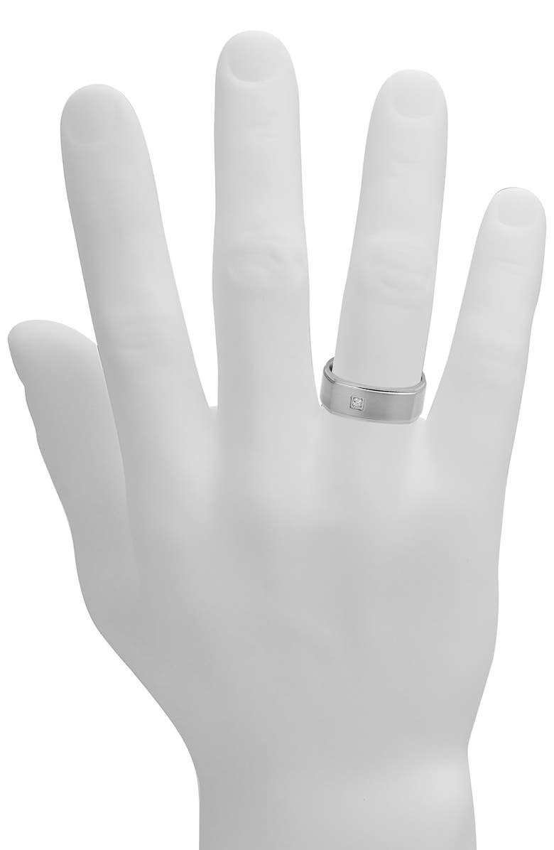 GEOFFREY BEENE Men's Cubic Zirconia Band Ring, Alternate, color, Silver