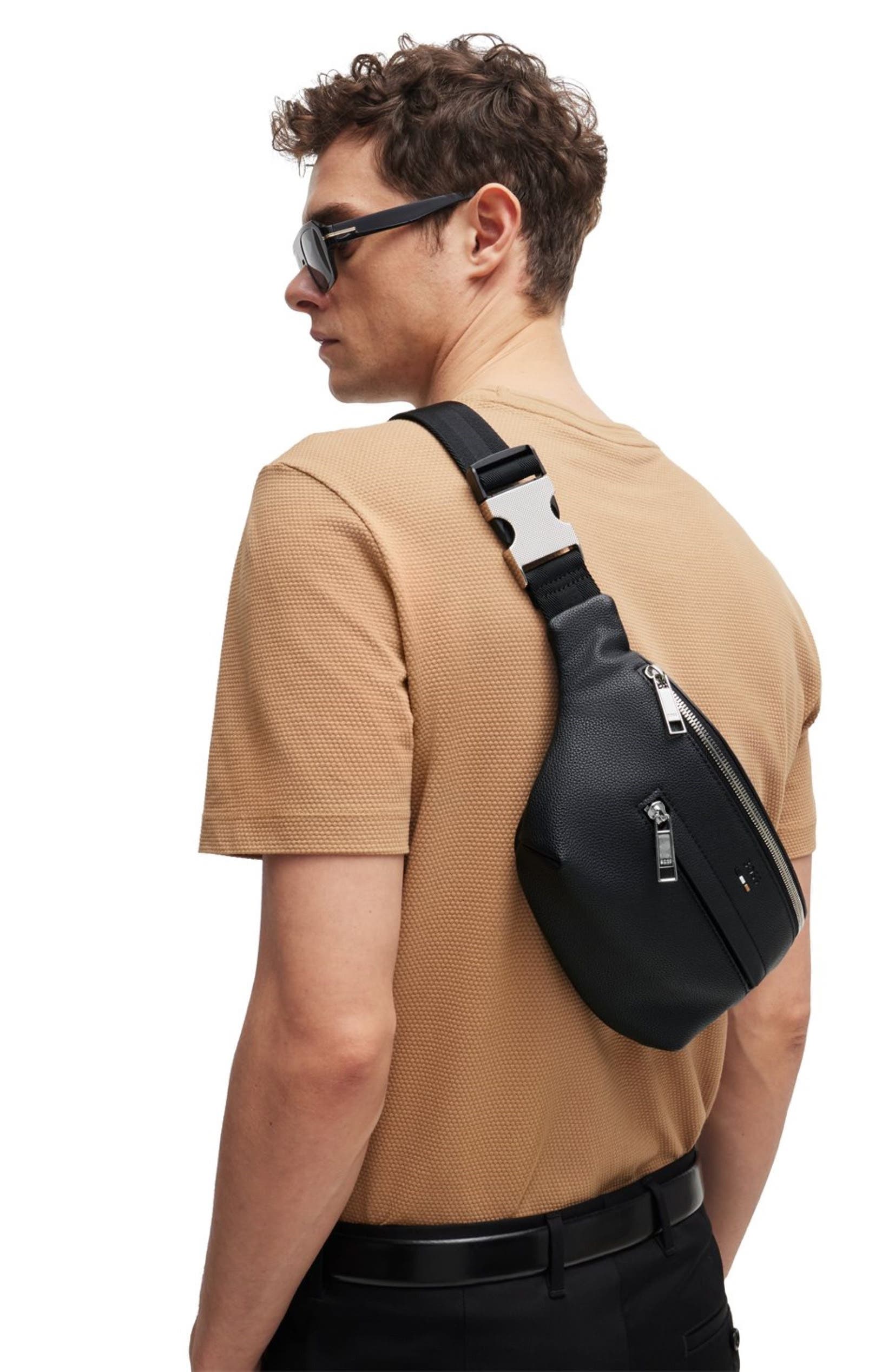 HUGO Ray Faux Leather Belt Bag, Alternate, color, Blk