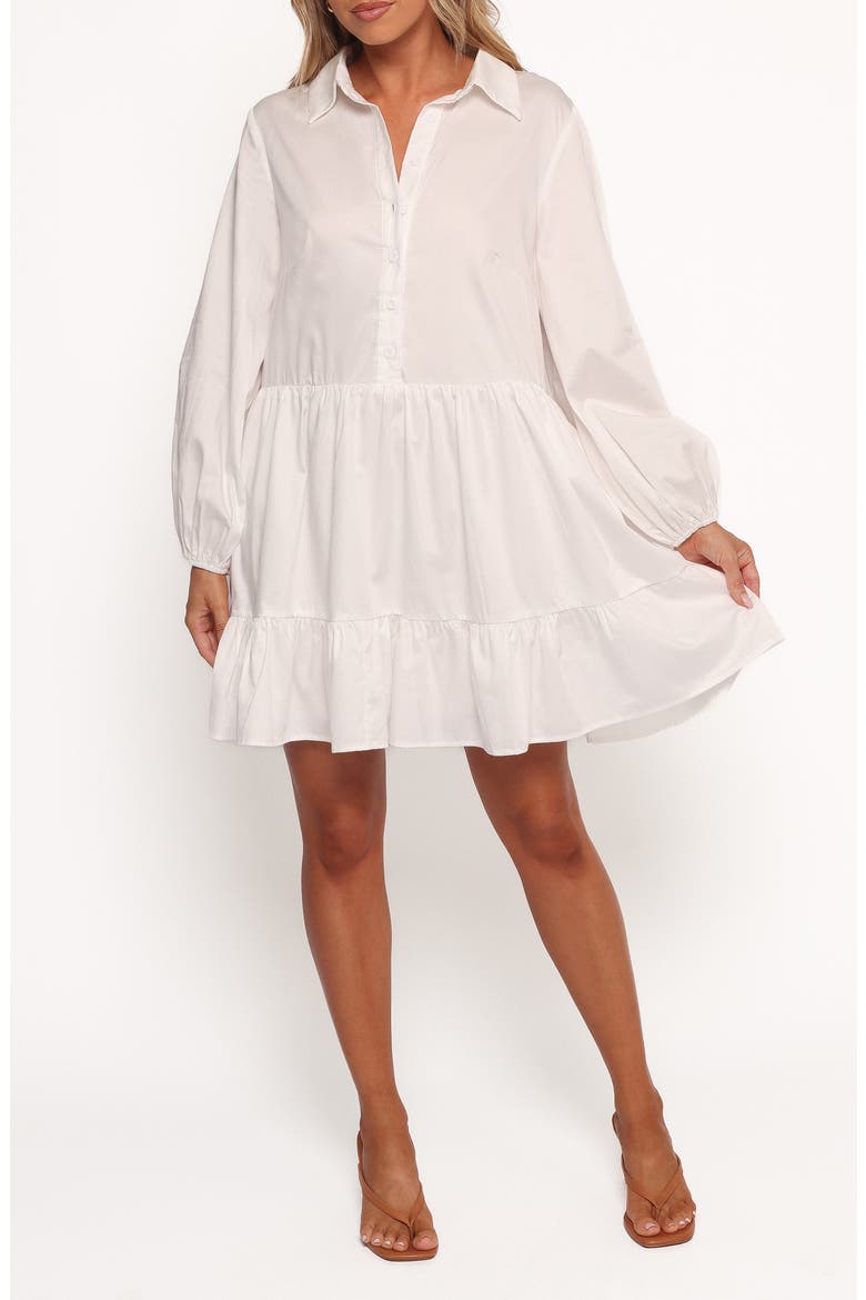 Carlotta Long Sleeve Mini Shirtdress, Main, color, WHITE