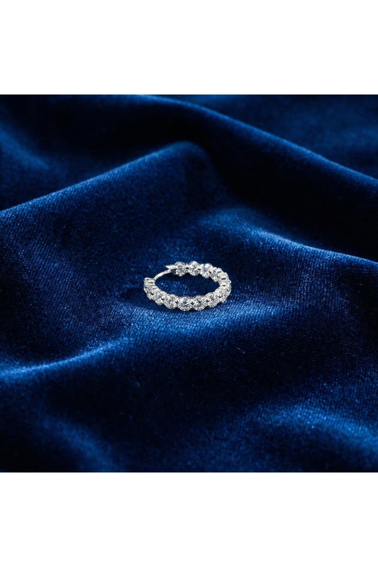 7Ct TW Round Diamond Inside Outside Hoops Vault Lock 14k Gold Lab Grown, Alternate, color, 14k White Gold