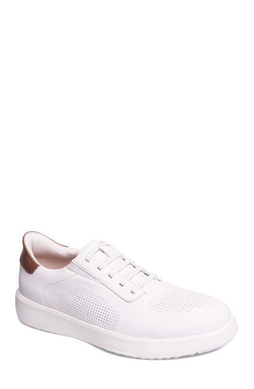 Harbor Road Hands Free Technology Lightweight Leather Perforated Sneaker, Main, color, White Napa Leather