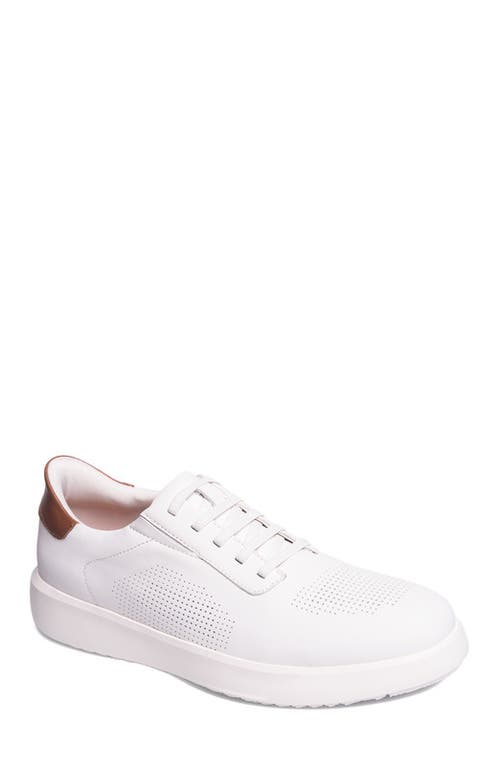 Marc Joseph New York Harbor Road Hands Free Technology Lightweight Leather Perforated Sneaker In White