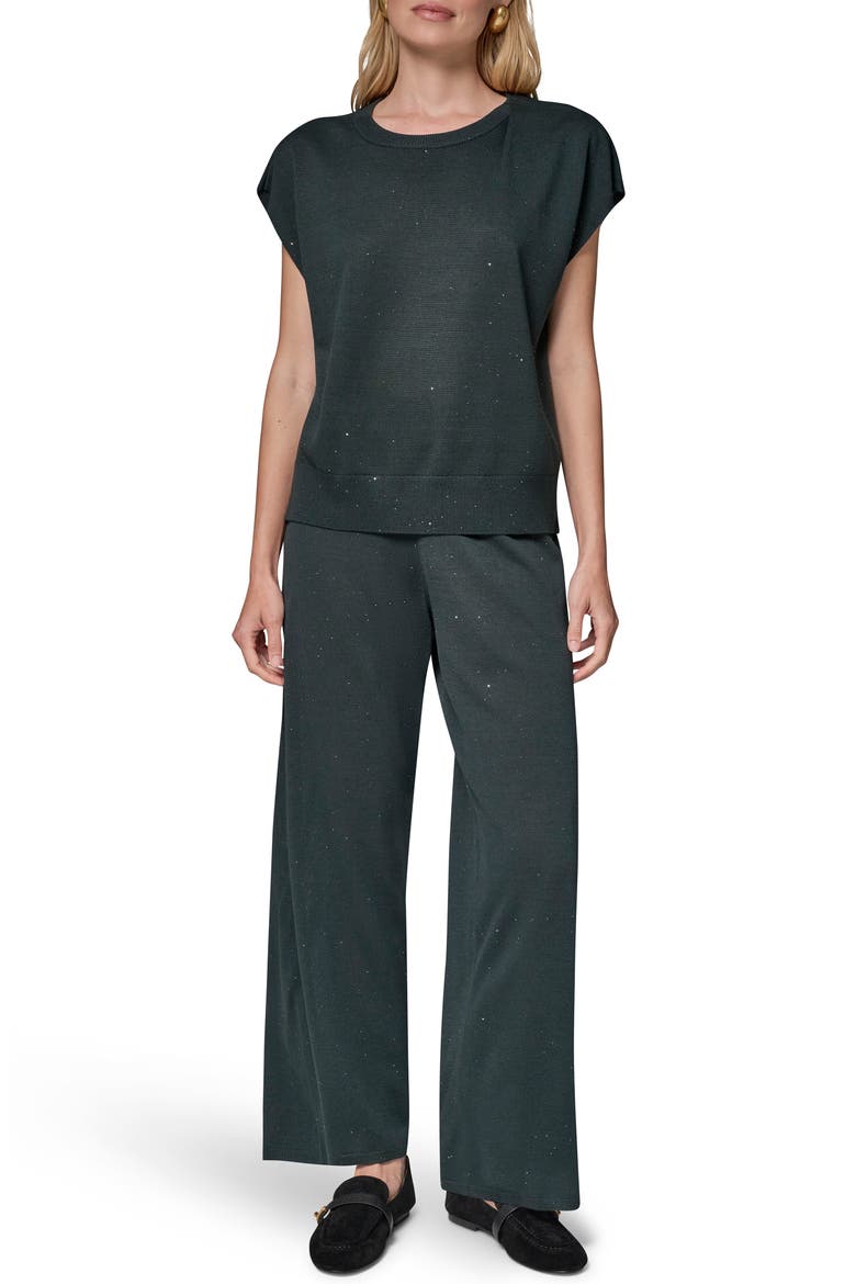 Metallic Cap Sleeve Sweater, Alternate, color, BLACK FOREST