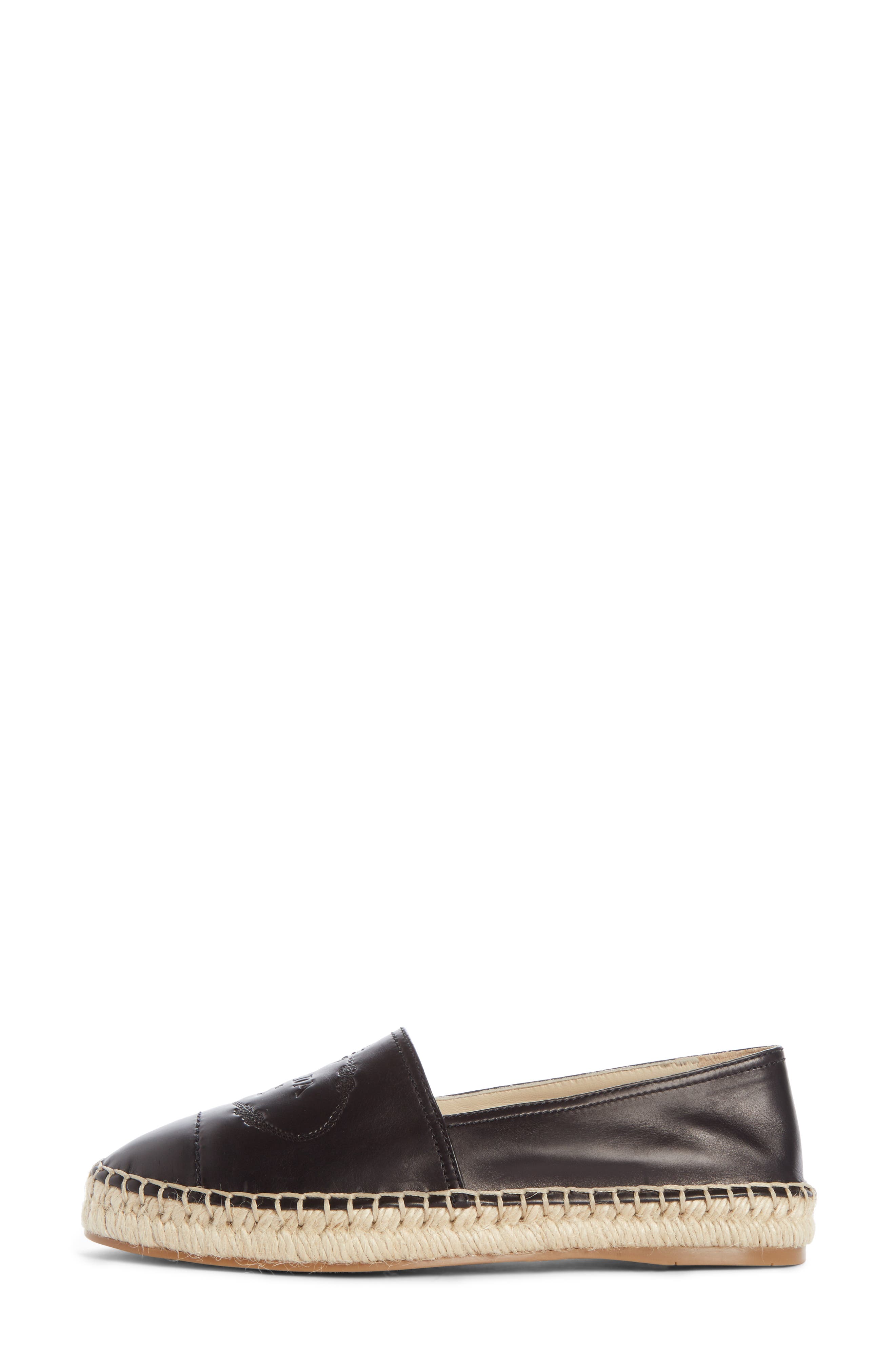 Logo Logo Espadrille, Alternate, color, BLACK LEATHER