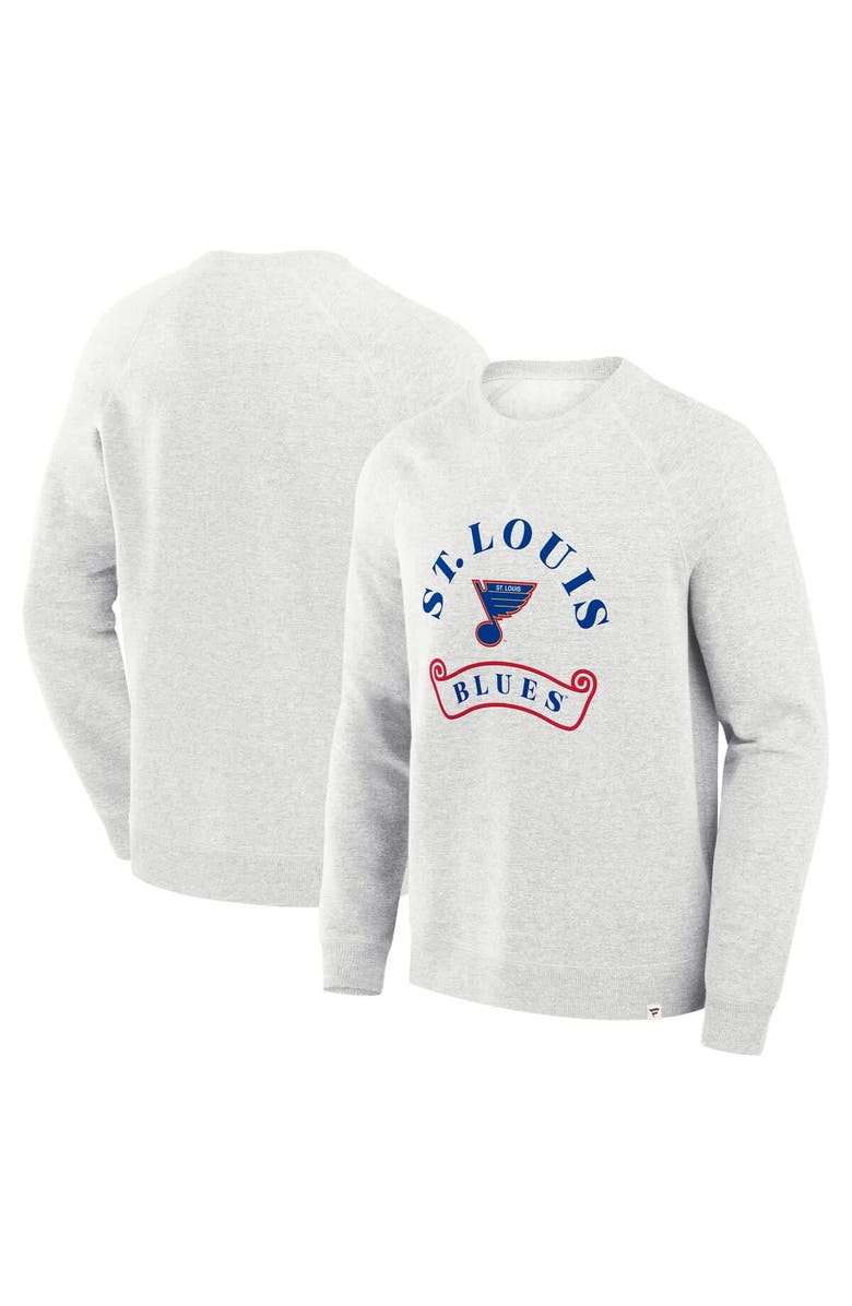 FANATICS Men's Fanatics Heather Gray St. Louis Blues Banner Fleece Raglan Pullover Sweatshirt, Main, color, Heather Gray