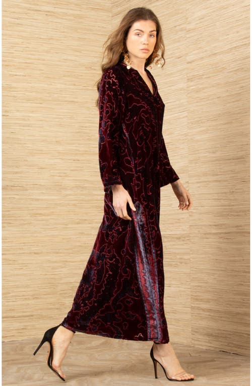 Hale Bob Emberlynn Velvet Dress In Burgundy